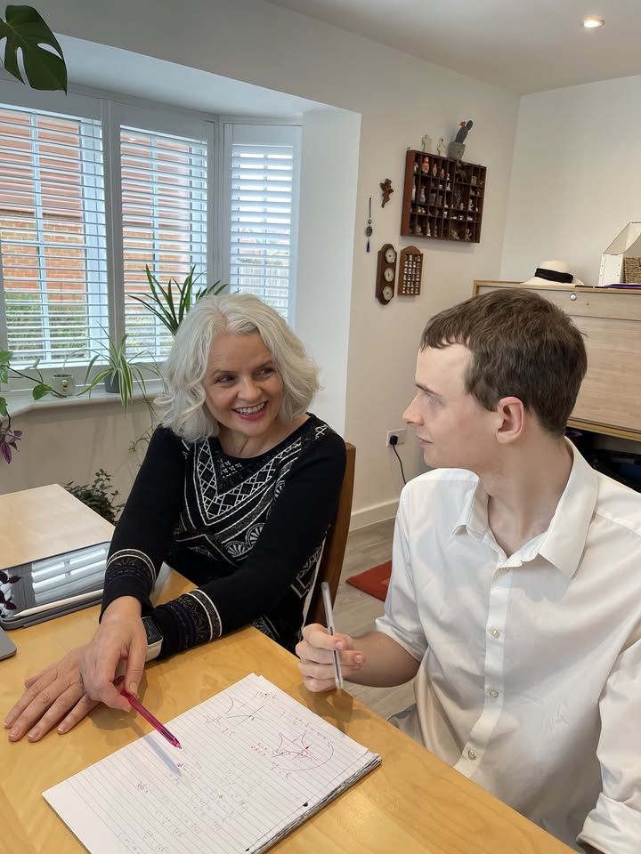 Janet explaining maths during a one-to-one tuition lesson