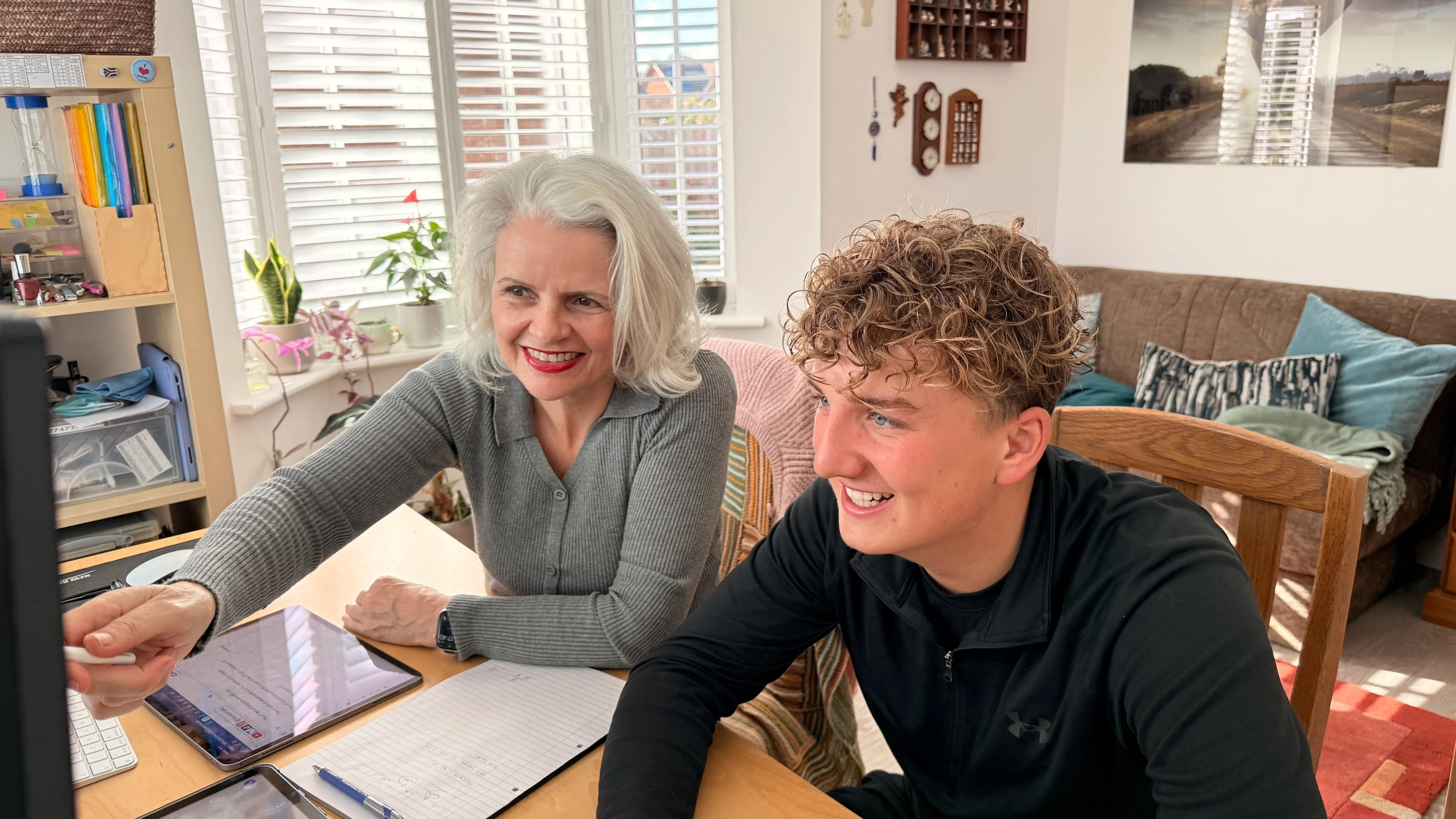Janet explaining maths during a one-to-one tuition lesson